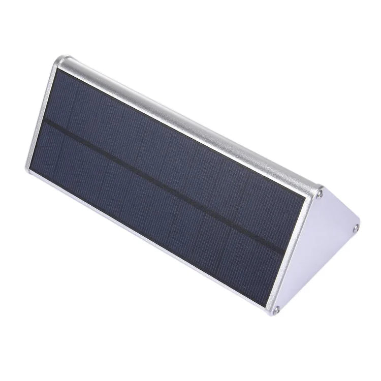 800 루멘 48 LED SMD 2835 센서 삼각형 에너지 절약 벽등 태양광 패널 및 숨겨진 스위치 포함 정원/마당/야외 캠핑용 (실버)