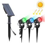 3W 3개용 태양광 스포트라이트 야외 IP65 방수 조명 제어 유도 잔디등, 광속: 300-400lm (RGB 순환 고정), 3개용