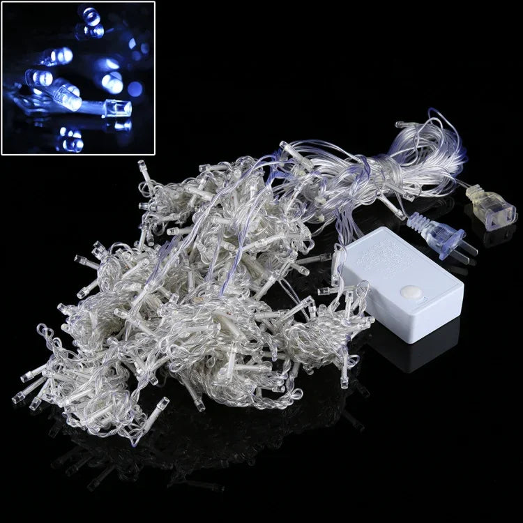 300 LEDs 커튼 스트링 라이트 끝 조인트 및 다기능 컨트롤러 및 메모리 방수, 미국 플러그, AC 110V, 흰색 빛 미국 플러그, 웜 화이트 미국 플러그