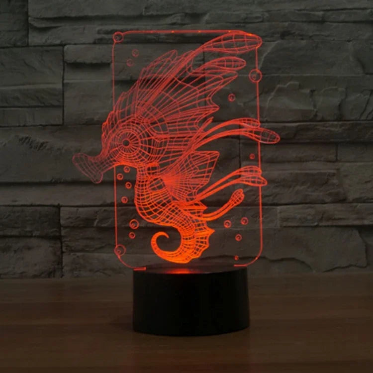 7 Colour Discoloration Creative Visual Stereo Lamp Desk Lamp Night Light, Hippocampus Style