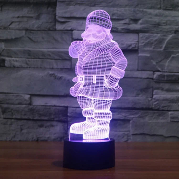 7색 변색 창의적 시각 입체 램프 책상 램프 야간등, 산타클로스 스타일