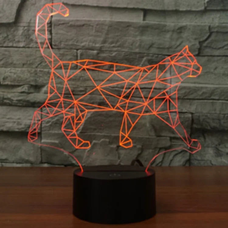 7 Colour Discoloration Creative Visual Stereo Lamp Desk Lamp Night Light, Walking Cat Shape