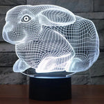 7 Colour Discoloration Creative Visual Stereo Lamp Desk Lamp Night Light, Rabbit Shape
