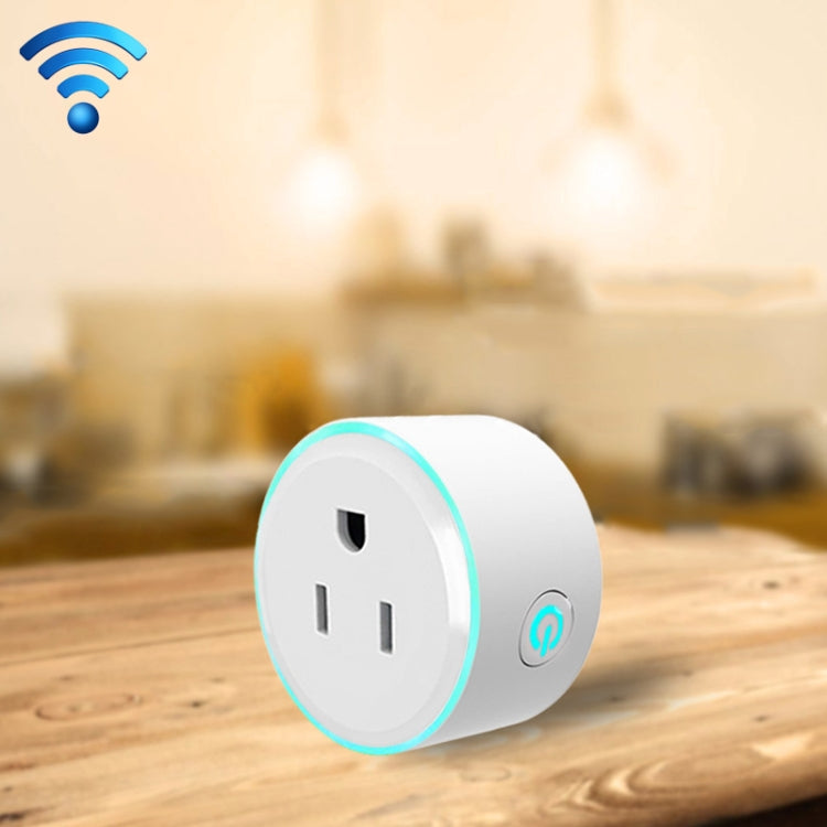 10A 원형 WiFi 2.4GHz 미니 플러그 앱 원격 제어 타이밍 스마트 소켓, Alexa & Google Home & 컬러풀 브리딩 라이트 지원, AC 100-240V, 미국 플러그