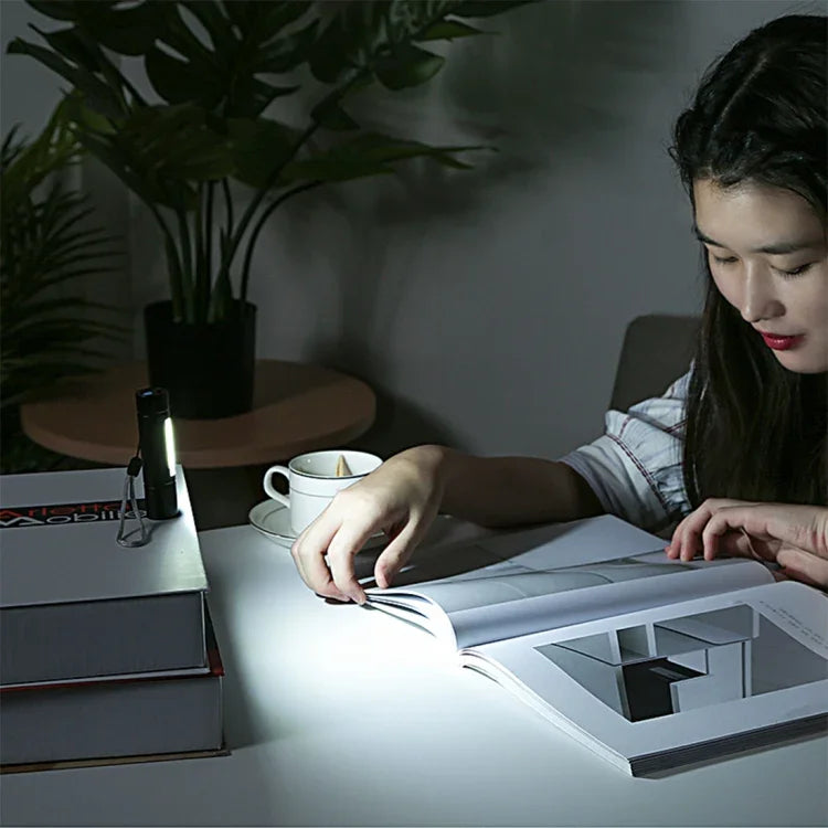 A2 USB 충전 방수 줌 가능 XPE + COB 손전등 3모드 및 보관함 포함, A2