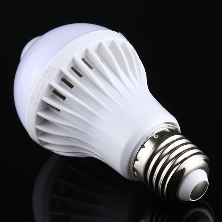 E27 5W 12 LED SMD 5730 300LM 적외선 모션 센서 LED 전구, 센서 거리: 4-6m, AC 220V, E27 5W 백색광, E27 5W 온백색