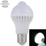 E27 5W 12 LED SMD 5730 300LM 적외선 모션 센서 LED 전구, 센서 거리: 4-6m, AC 220V, E27 5W 백색광, E27 5W 온백색