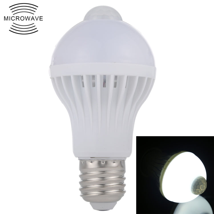 E27 5W 12 LED SMD 5730 300LM 적외선 모션 센서 LED 전구, 센서 거리: 4-6m, AC 220V, E27 5W 백색광, E27 5W 온백색