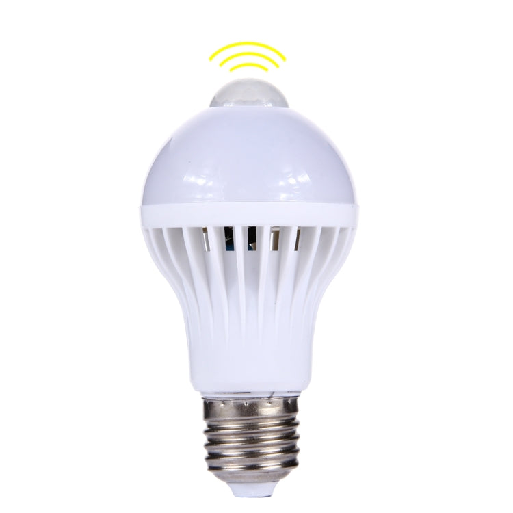 E27 5W 12 LED SMD 5730 300LM 적외선 모션 센서 LED 전구, 센서 거리: 4-6m, AC 220V, E27 5W 백색광, E27 5W 온백색