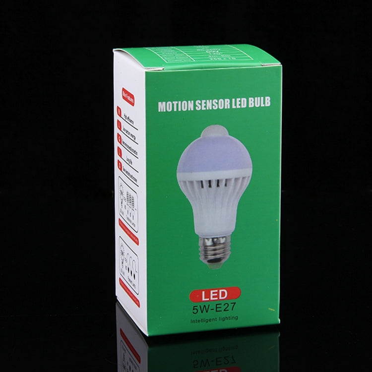 E27 5W 12 LED SMD 5730 300LM 적외선 모션 센서 LED 전구, 센서 거리: 4-6m, AC 220V, E27 5W 백색광, E27 5W 온백색