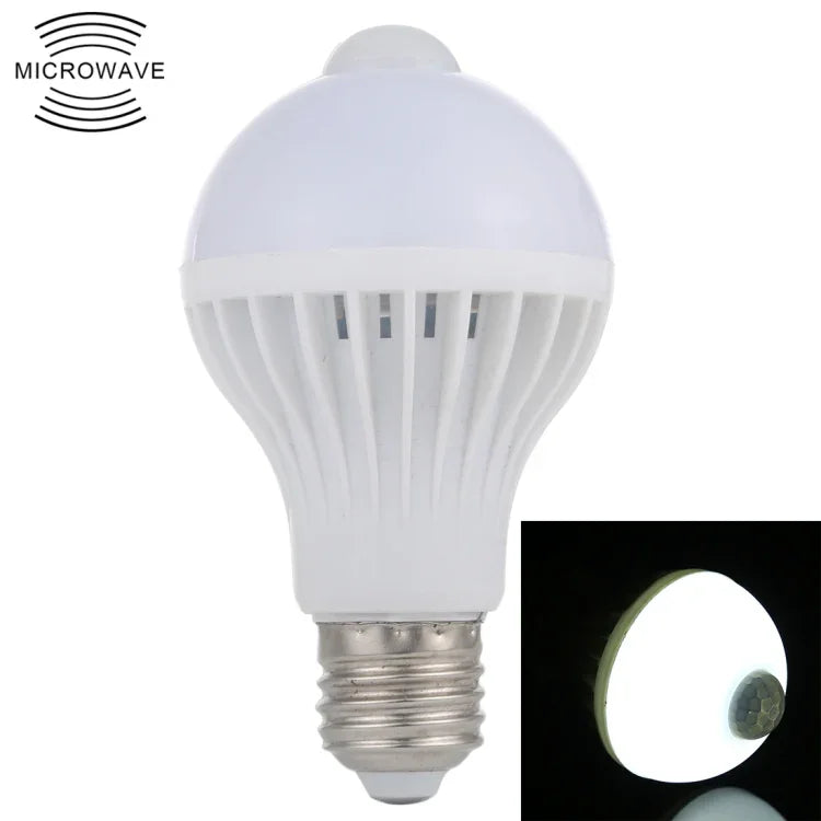 E27 7W 16 LED SMD 5730 450LM 적외선 모션 센서 LED 전구, 센서 거리: 4-6m, AC 220V, E27 7W 백색광