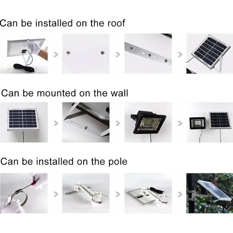10W 100개 LED IP67 방수 태양광 투광등 리모컨 포함, 10W