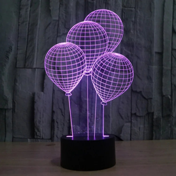 7색 변색 창의적 시각 입체 램프 데스크 램프 야간등, 풍선 스타일