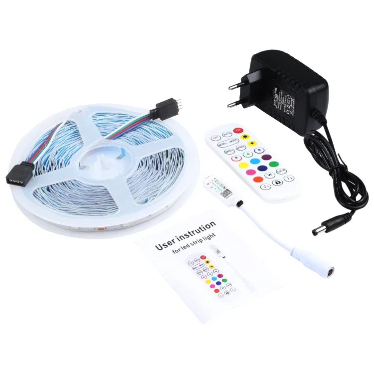 10m 300 LEDs SMD 5050 IP44 방수 RGB 조명 스트립 24키 리모컨 포함, EU 플러그, 10m 300 LEDs IP44