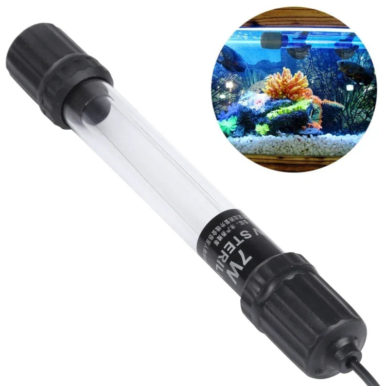 UV-007 7W 자외선 살균 램프 수족관용 소독등, EU 플러그, 7W