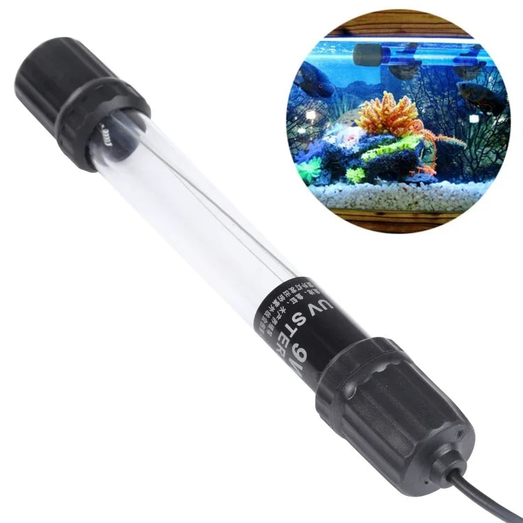 UV-009 9W 자외선 살균 램프 수족관용 소독등, EU 플러그, 9W