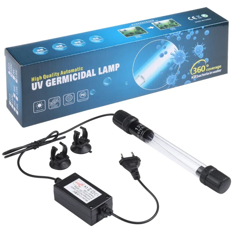 UV-013 13W 자외선 살균 램프 수족관용 소독등, EU 플러그, 13W