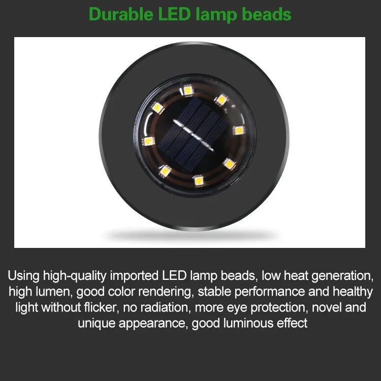 4개 8 LED IP65 방수 태양광 매설 램프 정원 빌라 정원 잔디 장식용 스포트라이트