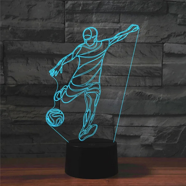 축구 모양 3D 다채로운 LED 비전 조명 테이블 램프, USB & 배터리 버전, USB & 배터리 버전