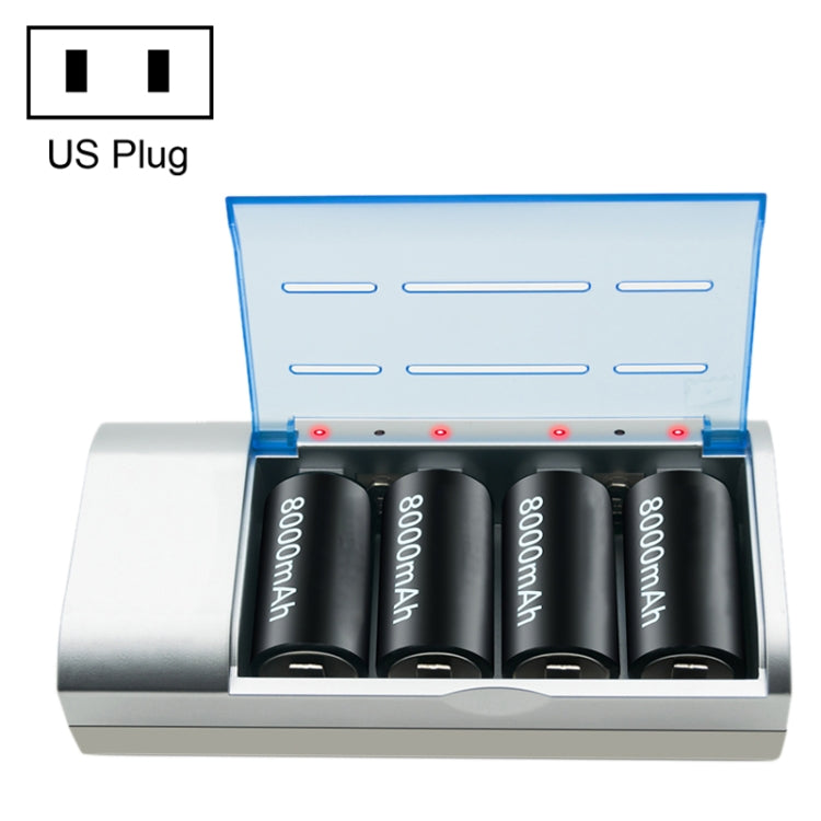 AC 100-240V 4슬롯 AA & AAA & C / D 사이즈 배터리 충전기, US 플러그