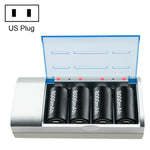 AC 100-240V 4슬롯 AA & AAA & C / D 사이즈 배터리 충전기, US 플러그