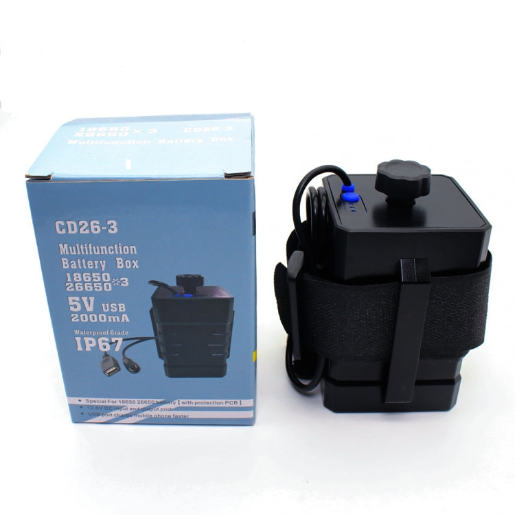 3셀 18650/26650 IPX7 방수 배터리 박스 12v 라운드 헤드 & 5v USB 커넥터 출력 전압 배터리 미포함, 12v
