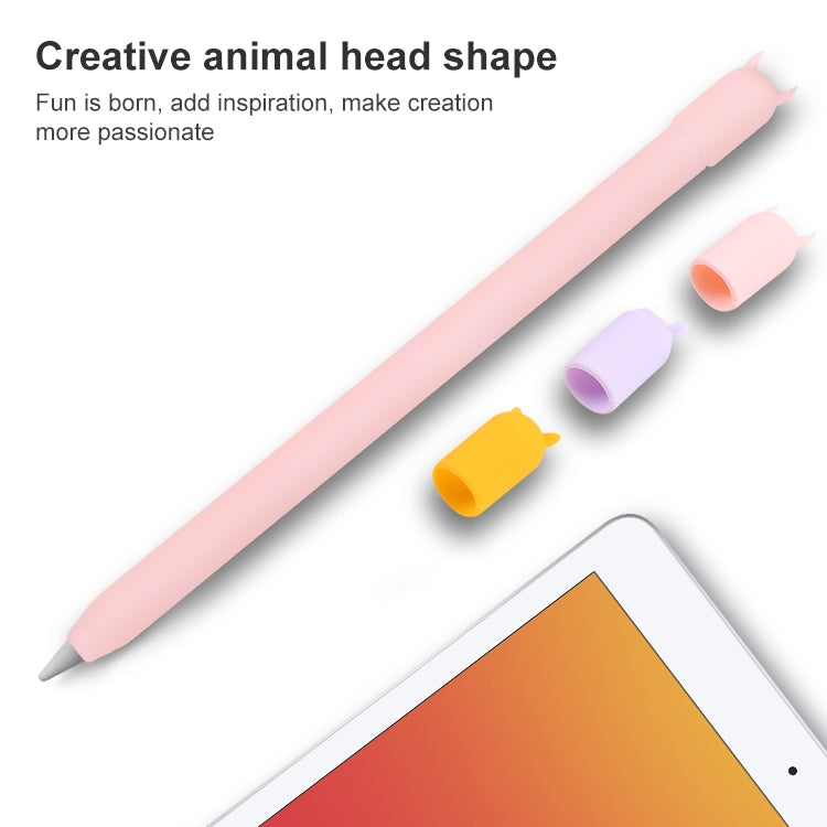 Apple Pencil 1용 4-in-1 스타일러스 펜 만화 동물 실리콘 보호 케이스, Apple Pencil 1용