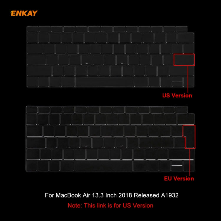 MacBook Air 13.3인치 A1932 2018 ENKAY Hat-prince 미국 버전 노트북 초박형 TPU 키보드 보호 커버