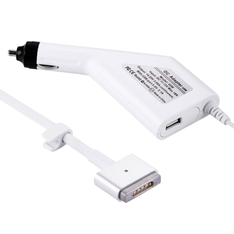 45W 14.85V 3.05A 5핀 T형 MagSafe 2 차량용 충전기 1 USB 포트 포함 for Apple MacBook A1466 / A1436 / A1465 / A1435 / MD224 / MD231 / MD761 / MD711, 길이: 1.7m, 45W 14.85V 3.05A