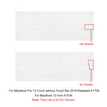 ENKAY TPU 키보드 보호 커버 for 2015 MacBook 12인치 (A1534) / MacBook Pro 13.3인치 터치바 미포함 (A1708), 유럽 버전, EU 버전