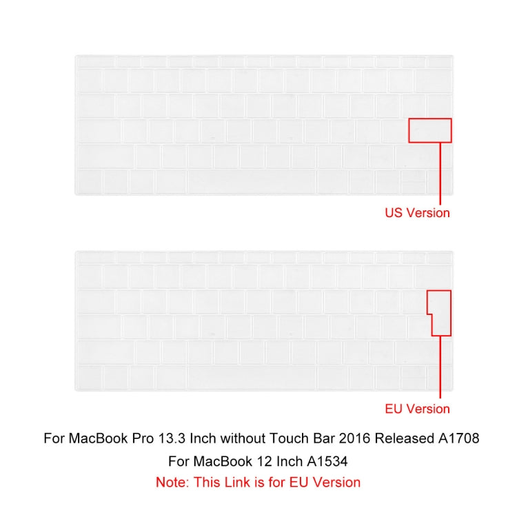 ENKAY TPU 키보드 보호 커버 for 2015 MacBook 12인치 (A1534) / MacBook Pro 13.3인치 터치바 미포함 (A1708), 유럽 버전, EU 버전