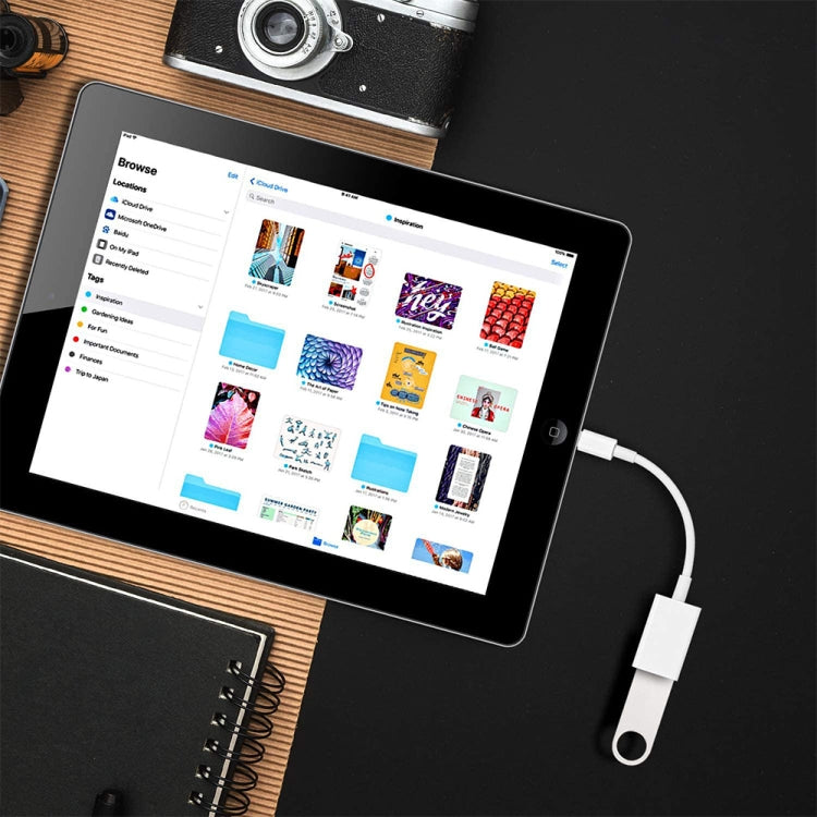 NK102 8핀 수컷 to 싱글 USB 암컷 포트 카메라 어댑터, iOS 13.0 이상 시스템 지원