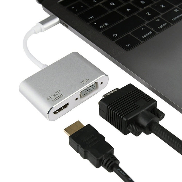 4 in 1 USB / Type-C to 4K HDMI + VGA + USB 3.0 인터페이스 다기능 어댑터