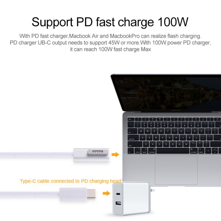 45W / 65W / 85W / 100W 5 핀 MagSafe 2 (T자형) to USB-C / Type-C PD 충전 케이블, 45W / 65W / 85W / 100W MagSafe 2