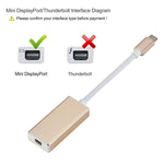 USB-C / Type-C 3.1 수컷 to Mini DP 암컷 HD 변환기, 길이: 12cm, 실버, 골드