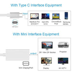 USB-C / Type-C 3.1 수컷 to Mini DP 암컷 HD 변환기, 길이: 12cm, 실버, 골드