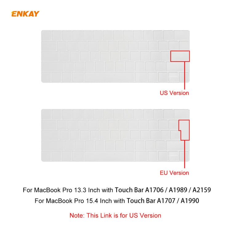 ENKAY TPU 키보드 보호 커버 MacBook Pro 13.3인치 A1706 / A1989 / A2159 & Pro 15.4인치 A1707 / A1990 (터치 바 포함), 미국 버전
