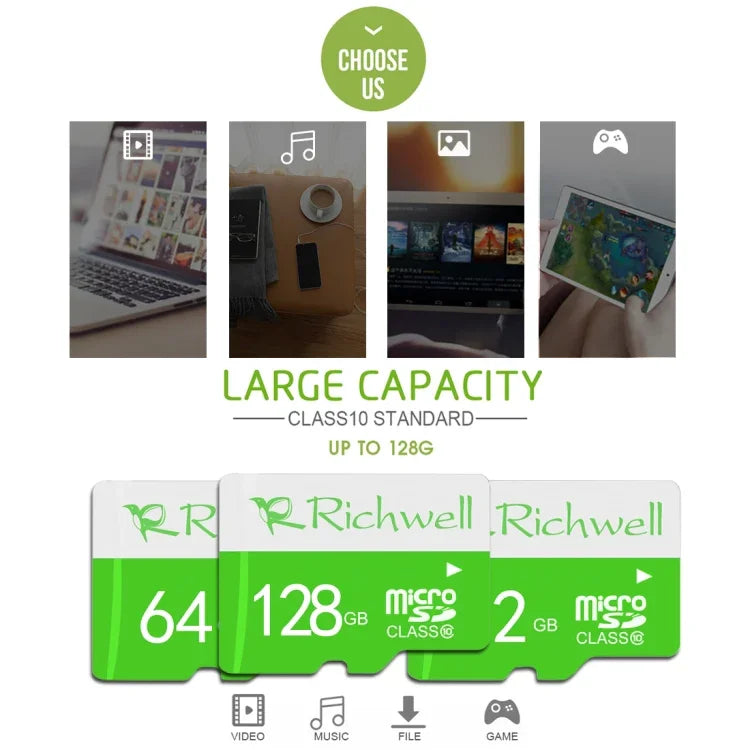 Richwell 16GB 고속 클래스 10 마이크로 SD(TF) 메모리 카드, 16GB