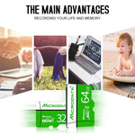 MICRODATA 32GB U1 Green and White TF(Micro SD) Memory Card, 32GB