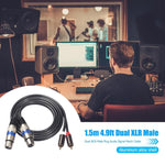 366156-15 2 RCA 수컷 to 2 XLR 3핀 암 오디오 케이블, 길이: 1.5m, 366156-15 2 RCA 수컷 to 2 XLR 3핀 암