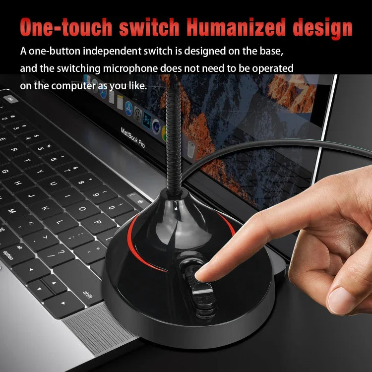 HXSJ F12 360도 구부러지는 드라이브 프리 USB 컴퓨터 마이크, 케이블 길이: 2.2m