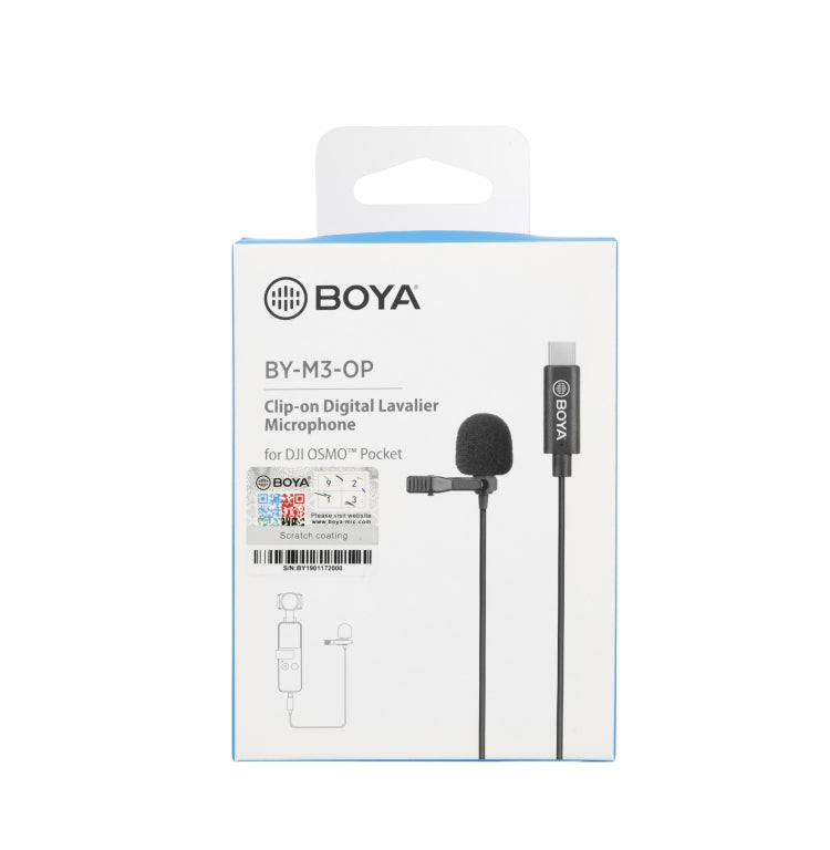 BOYA BY-M3-OP DJI OSMO Pocket용 클립형 디지털 라발리에 마이크로폰, BY-M3-OP