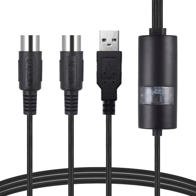 WERSI UM-18 USB MIDI 케이블 MidiPort 미디 케이블 전자 피아노 전자 드럼 음악 편집용 라인, 길이: 2m