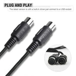 WERSI UM-18 USB MIDI 케이블 MidiPort 미디 케이블 전자 피아노 전자 드럼 음악 편집용 라인, 길이: 2m