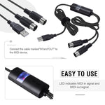 WERSI UM-18 USB MIDI 케이블 MidiPort 미디 케이블 전자 피아노 전자 드럼 음악 편집용 라인, 길이: 2m