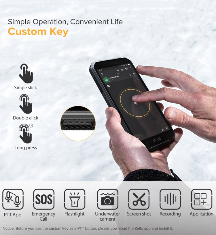 IP68/IP69K 방수 방진 충격 방지, 얼굴 인식, 4000mAh 배터리, 5.0인치 Android 9.0 MTK6580A/W 쿼드 코어 최대 1.3GHz, 네트워크: 3G, Armor X6 2GB+16GB