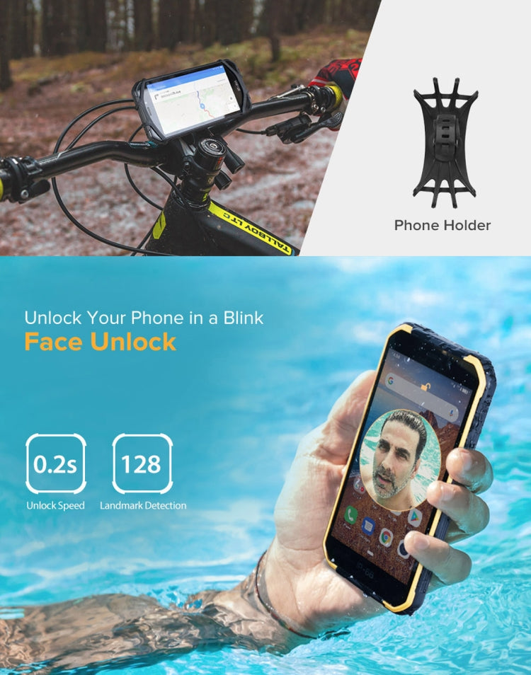 IP68/IP69K 방수 방진 충격 방지, 얼굴 인식, 4000mAh 배터리, 5.0인치 Android 9.0 MTK6580A/W 쿼드 코어 최대 1.3GHz, 네트워크: 3G, Armor X6 2GB+16GB