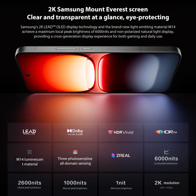vivo iQOO 15, 12GB+256GB, 6.85인치 Android 16 OriginOS 6 Snapdragon 8 Elite Gen 5 옥타 코어, OTG, NFC, 네트워크: 5G, 구글 플레이 지원, 12GB+256GB