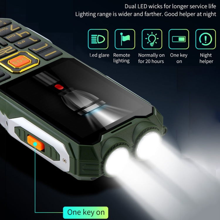 방수 충격 방지 방진, 16800mAh 배터리, 2.4인치, 21키, 블루투스, LED 손전등, FM, SOS, 듀얼 SIM, 네트워크: 2G, Q8 2G