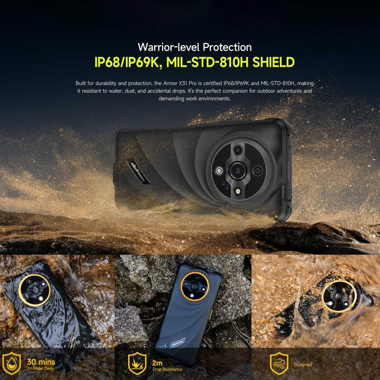 Ulefone Armor X31 Pro 5G, 8GB+256GB, 야간 투시, IP68/IP69K 러기드 폰, 6.56인치 Android 14 MediaTek Dimensity 6300 옥타 코어, 네트워크: 5G, NFC, OTG, Armor X31 Pro